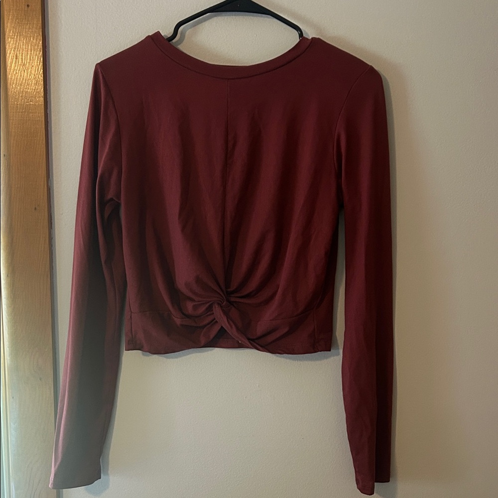Gaze Burgundy Twist-Front Blouse